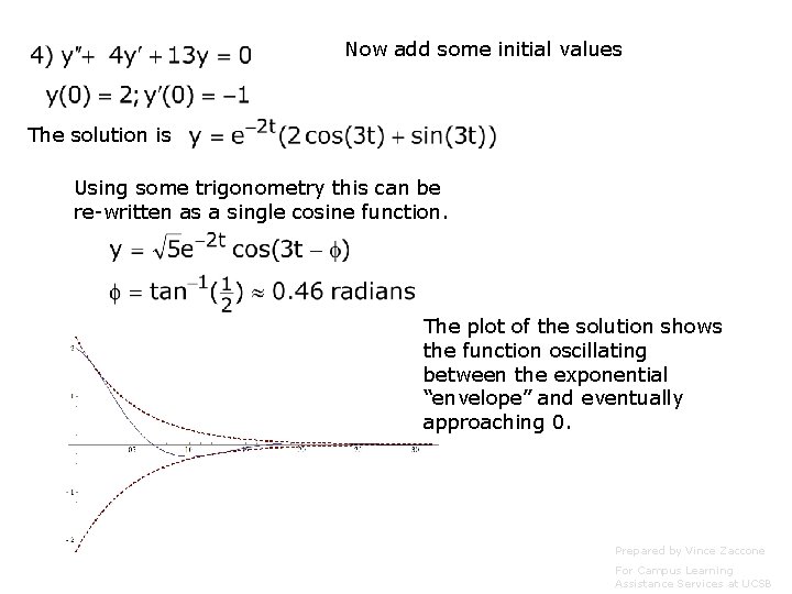 Now add some initial values The solution is Using some trigonometry this can be