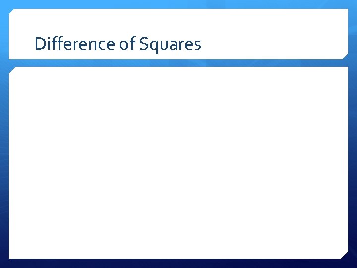 Difference of Squares 