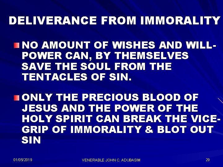 DELIVERANCE FROM IMMORALITY NO AMOUNT OF WISHES AND WILLPOWER CAN, BY THEMSELVES SAVE THE