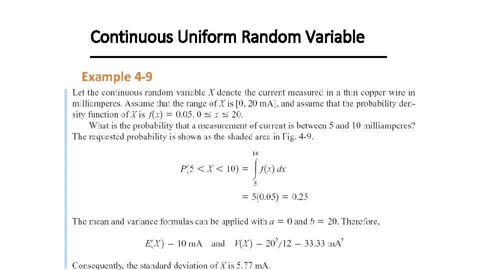 Continuous Uniform Random Variable Example 4 -9 