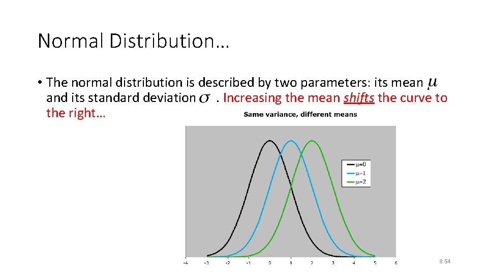Normal Distribution… • The normal distribution is described by two parameters: its mean and