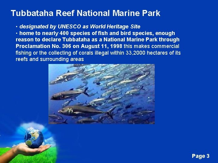 Tubbataha Reef National Marine Park • designated by UNESCO as World Heritage Site •