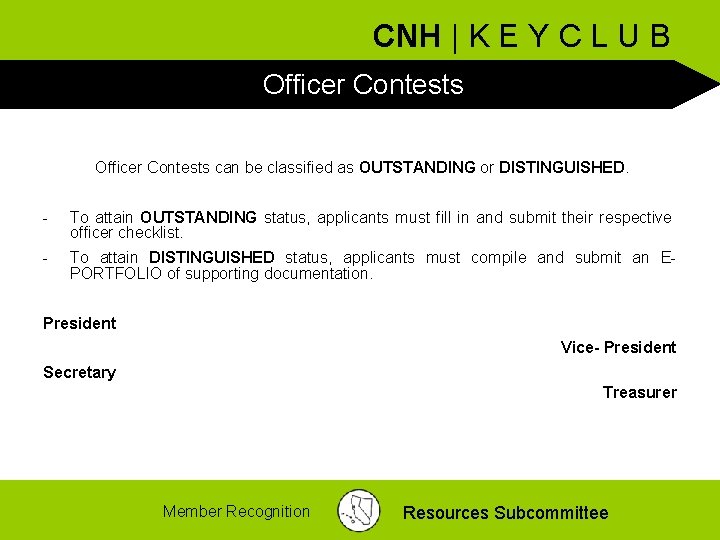 CNH | K E Y C L U B Officer Contests can be classified