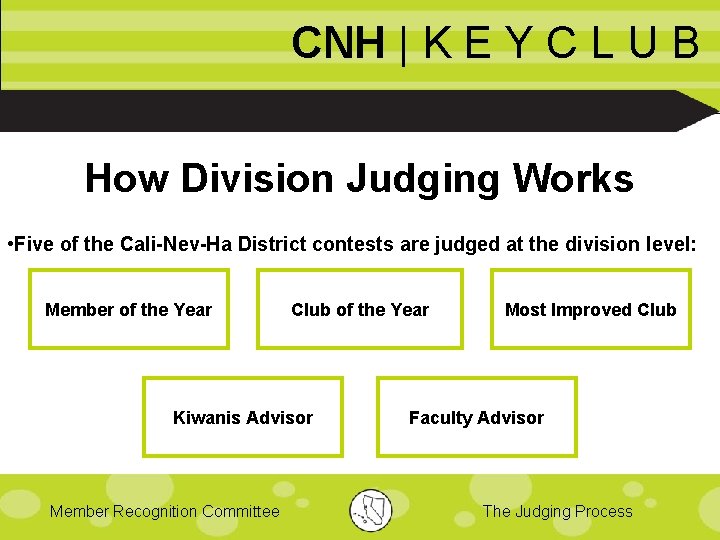 CNH | K E Y C L U B How Division Judging Works •