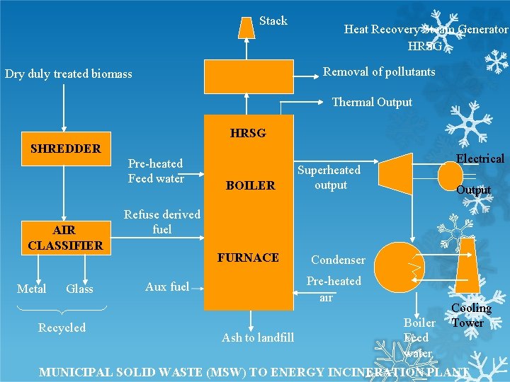 Stack Heat Recovery Steam Generator HRSG Removal of pollutants Dry duly treated biomass Thermal