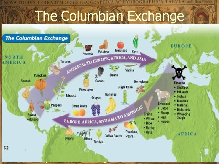 The Columbian Exchange • An exchange of living things between the Old World (Europe,