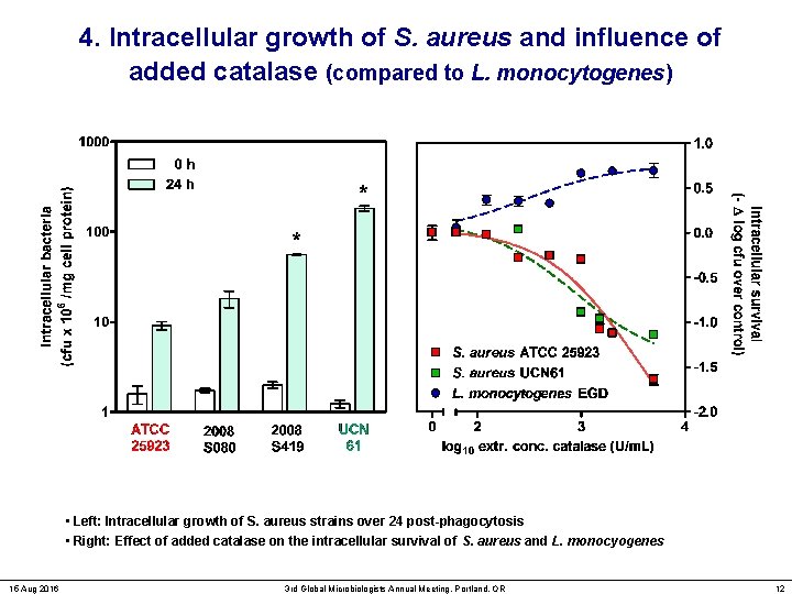 4. Intracellular growth of S. aureus and influence of added catalase (compared to L.