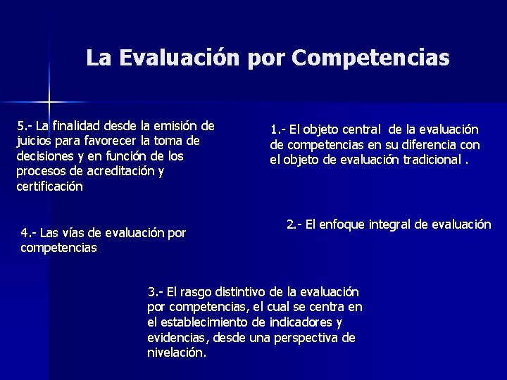 La Evaluación por Competencias 5. - La finalidad desde la emisión de juicios para