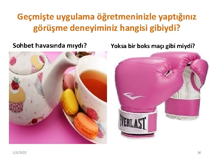 Geçmişte uygulama öğretmeninizle yaptığınız görüşme deneyiminiz hangisi gibiydi? Sohbet havasında mıydı? 1/9/2022 Yoksa bir