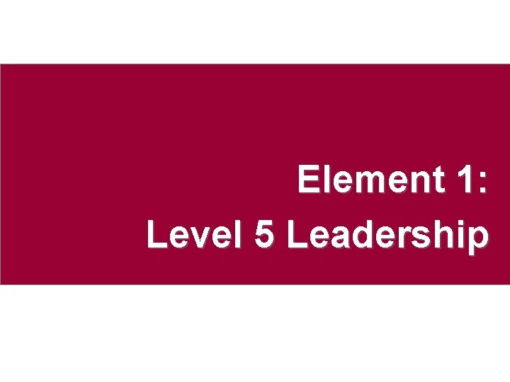 Element 1: Level 5 Leadership 