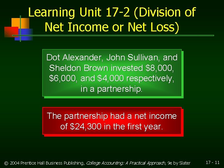 Learning Unit 17 -2 (Division of Net Income or Net Loss) Dot Alexander, John
