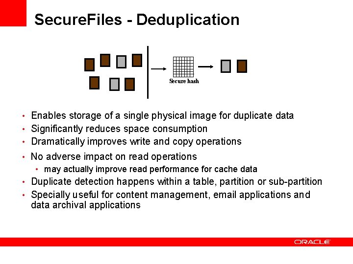 Secure. Files - Deduplication Secure hash • Enables storage of a single physical image