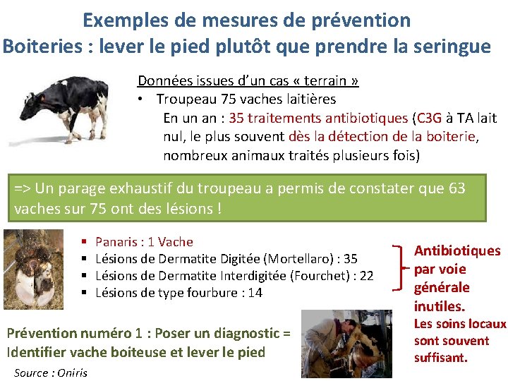 Exemples de mesures de prévention Boiteries : lever le pied plutôt que prendre la