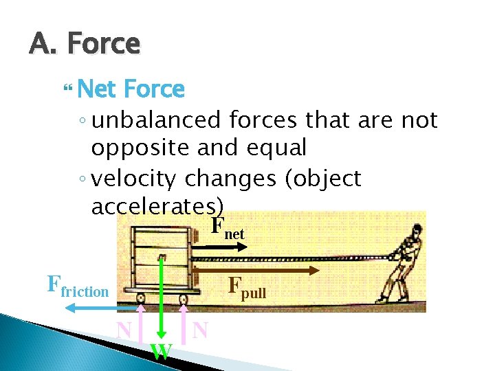 A. Force Net Force ◦ unbalanced forces that are not opposite and equal ◦