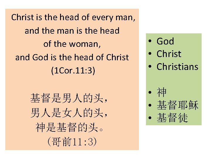 Christ is the head of every man, and the man is the head of