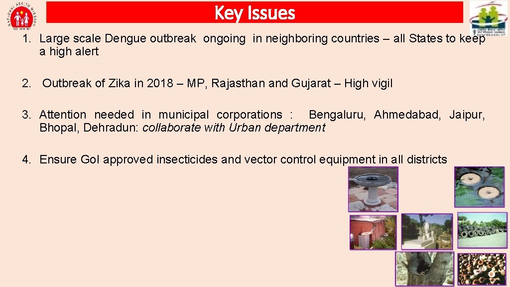 Key Issues 1. Large scale Dengue outbreak ongoing in neighboring countries – all States