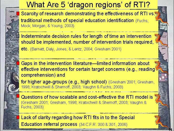 to Intervention What Are. Response 5 ‘dragon regions’ of RTI? Scarcity of research demonstrating