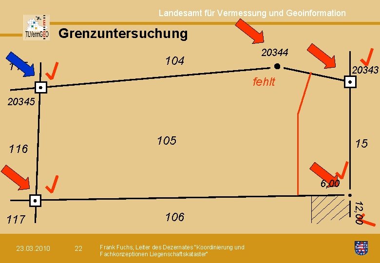 Landesamt für Vermessung und Geoinformation Grenzuntersuchung 104 115 20344 20343 fehlt 20345 105 116