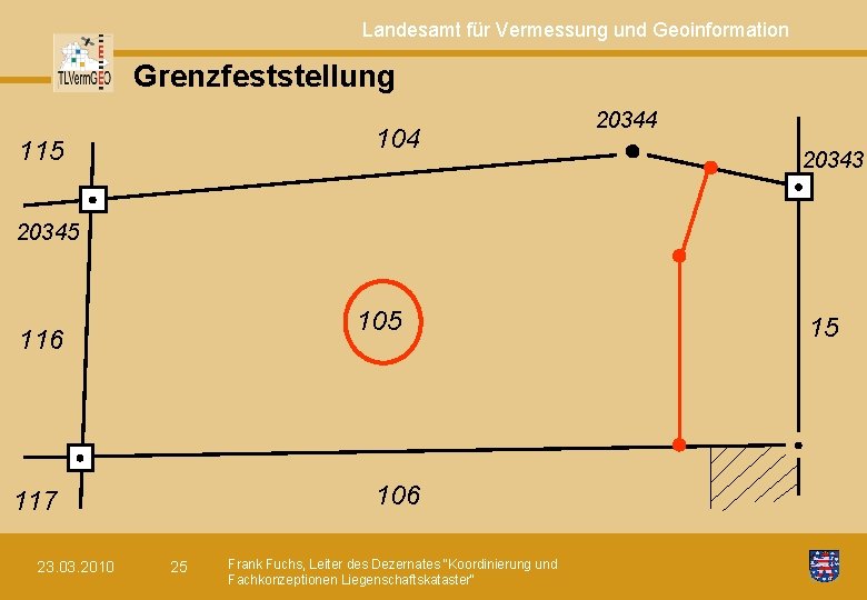 Landesamt für Vermessung und Geoinformation Grenzfeststellung 104 115 20344 20343 20345 105 116 106