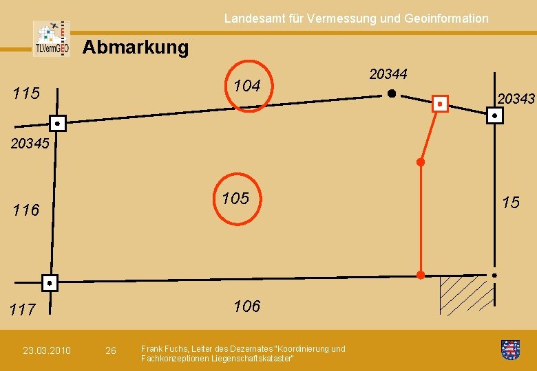 Landesamt für Vermessung und Geoinformation Abmarkung 104 115 20344 20343 20345 105 116 106