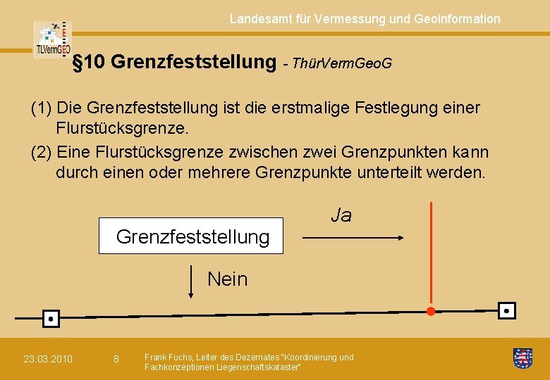 Landesamt für Vermessung und Geoinformation § 10 Grenzfeststellung - Thür. Verm. Geo. G (1)