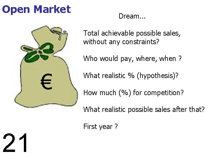 Open Market Dream. . . Total achievable possible sales, without any constraints? Who would