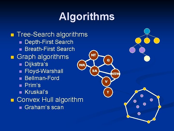 Algorithms n Tree-Search algorithms n n n NT Graph algorithms n n n Depth-First