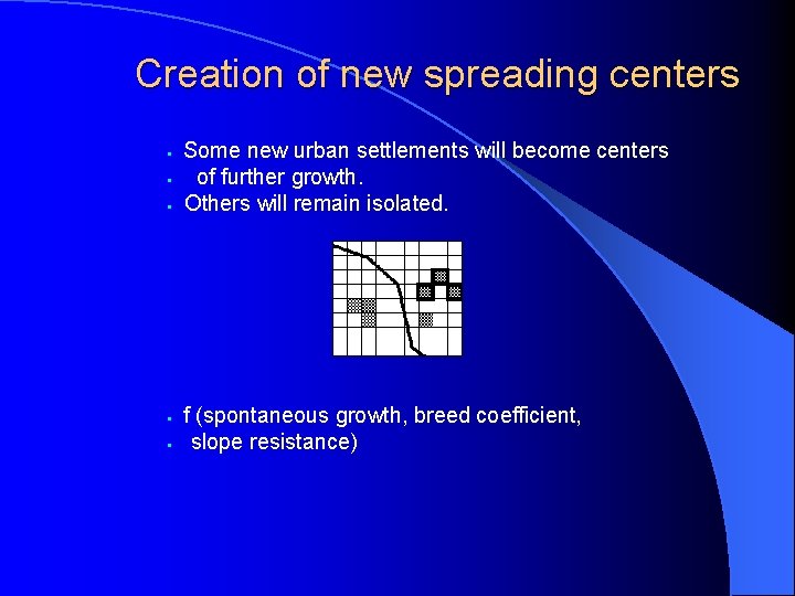 Creation of new spreading centers § § § Some new urban settlements will become