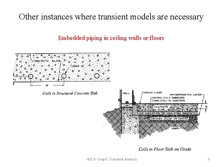 Other instances where transient models are necessary Embedded piping in ceiling walls or floors