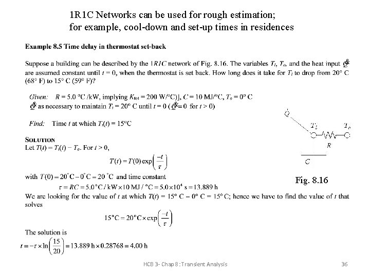 1 R 1 C Networks can be used for rough estimation; for example, cool-down