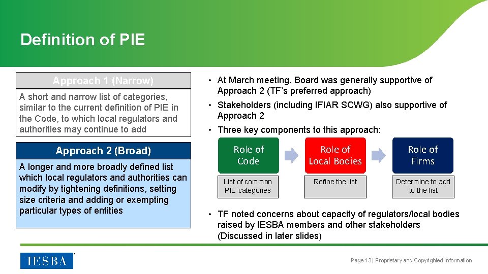 Definition of PIE Approach 1 (Narrow) A short and narrow list of categories, similar