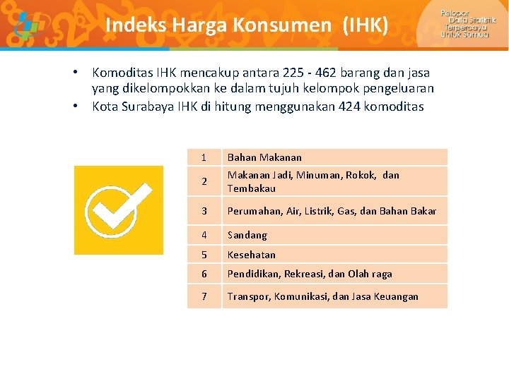 Indeks Harga Konsumen (IHK) • Komoditas IHK mencakup antara 225 - 462 barang dan