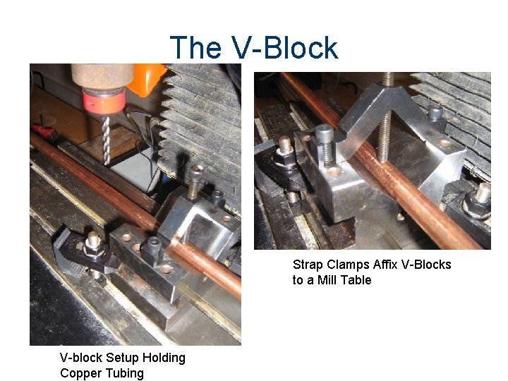 The V-Block Strap Clamps Affix V-Blocks to a Mill Table V-block Setup Holding Copper