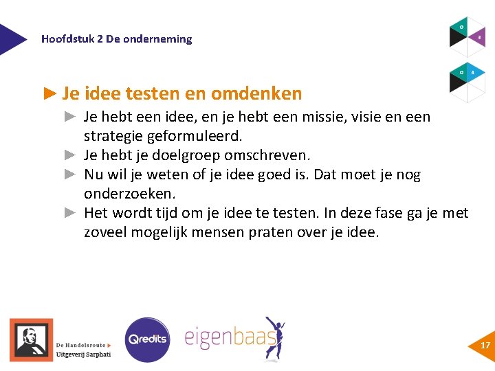 Hoofdstuk 2 De onderneming ► Je idee testen en omdenken ► Je hebt een