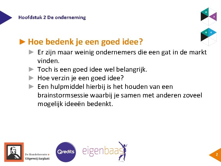 Hoofdstuk 2 De onderneming ► Hoe bedenk je een goed idee? ► Er zijn