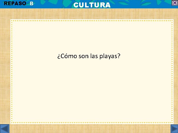 REPASO B CULTURA ¿Cómo son las playas? 