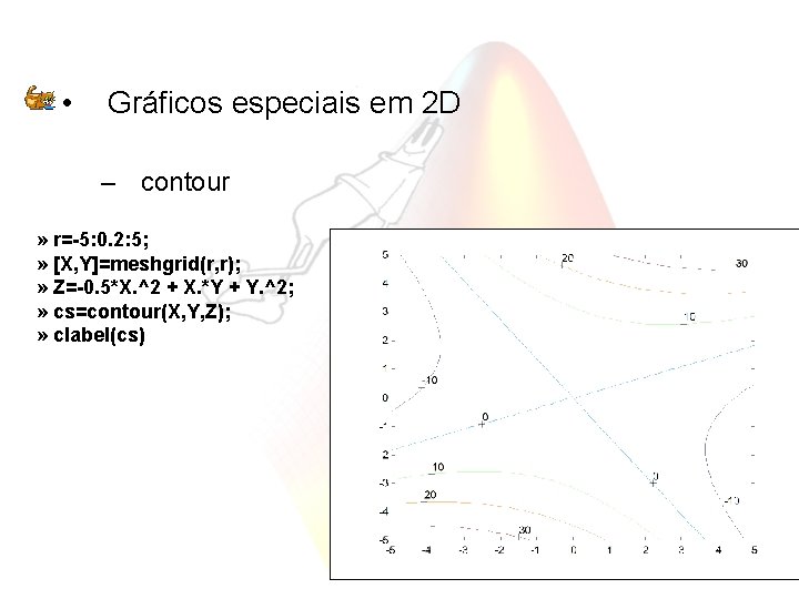  • Gráficos especiais em 2 D – contour » r=-5: 0. 2: 5;
