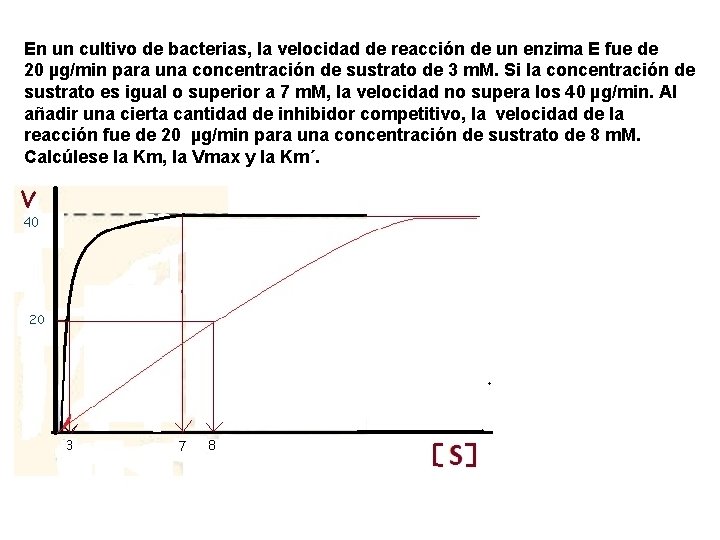 En un cultivo de bacterias, la velocidad de reacción de un enzima E fue