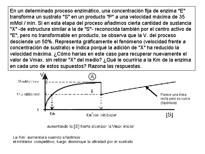 En un determinado proceso enzimático, una concentración fija de enzima "E" transforma un sustrato