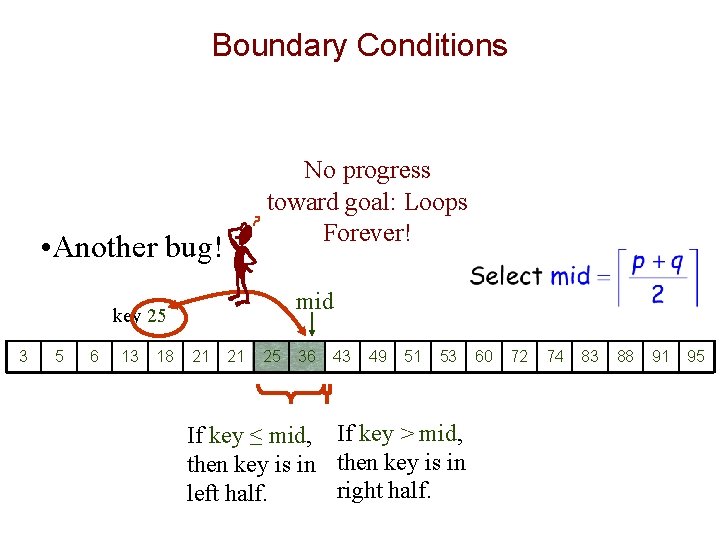 Boundary Conditions No progress toward goal: Loops Forever! • Another bug! mid key 25