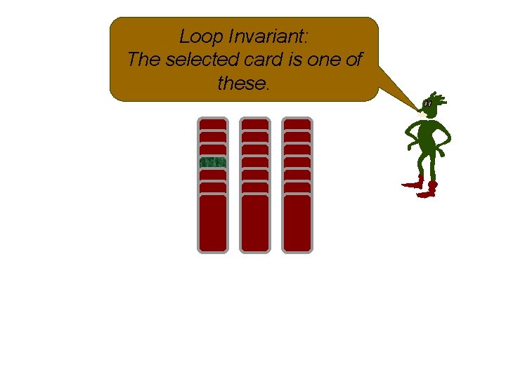 Loop Invariant: The selected card is one of these. 
