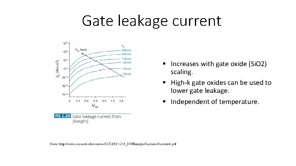 Gate leakage current § Increases with gate oxide (Si. O 2) scaling. § High-k