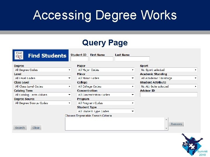 Accessing Degree Works Query Page Summit 2018 