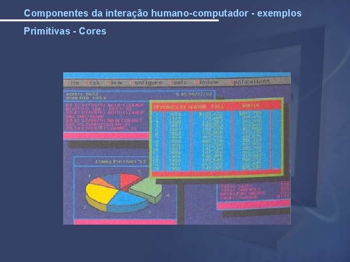Componentes da interação humano-computador - exemplos Primitivas - Cores 