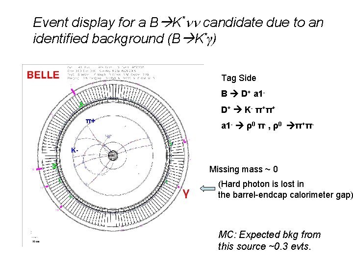 Event display for a B K* candidate due to an identified background (B K*γ)