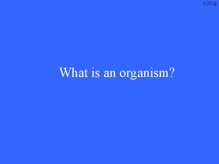 E 20 -Q What is an organism? 