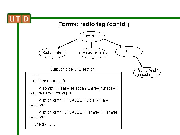 Forms: radio tag (contd. ) Form node Radio: male sex Radio: female sex Output