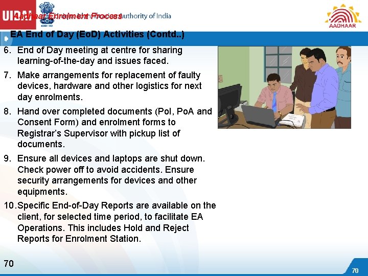Aadhaar Enrolment Process EA End of Day (Eo. D) Activities (Contd. . ) 6.