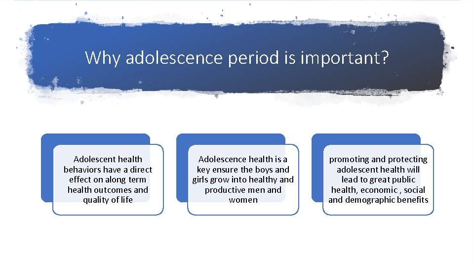 Why adolescence period is important? Adolescent health behaviors have a direct effect on along