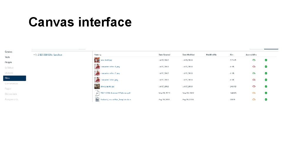 Canvas interface 